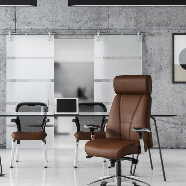 Chaise exécutive en cuir dossier haut Presider