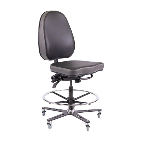Synetik TF190 ergonomic industrial vinyl chair with circular footrest