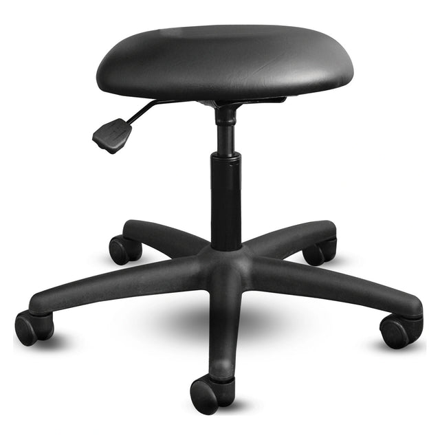 Black Shoptech 095 stool with PC550 cylinder, padded seat and casters