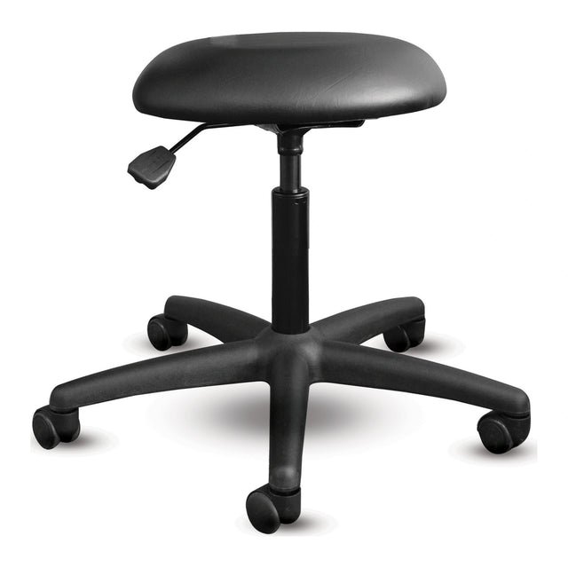 Black Shoptech 095 stool with PC775 cylinder, padded seat and casters