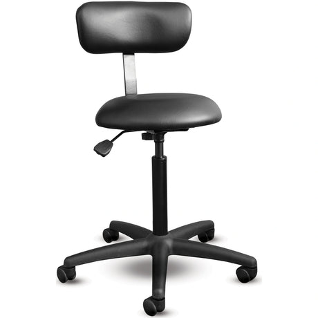 Tabouret Shoptech 097 noir avec dossier rembourré réglable, vérin PC1000 et roulettes
