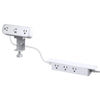 White Workstation Power Combo with clamp-on desktop power dock and under-desk power bar