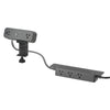 Black Workstation Power Combo with clamp-on desktop power dock and under-desk power bar