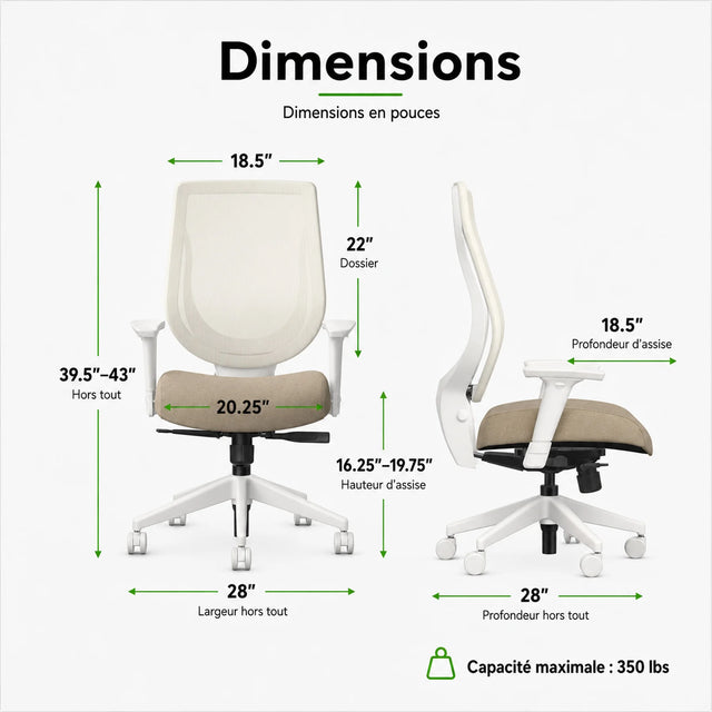 White office chair with mesh back Youtoo