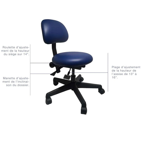 Chaise ajustable avec dossier pour éducatrice