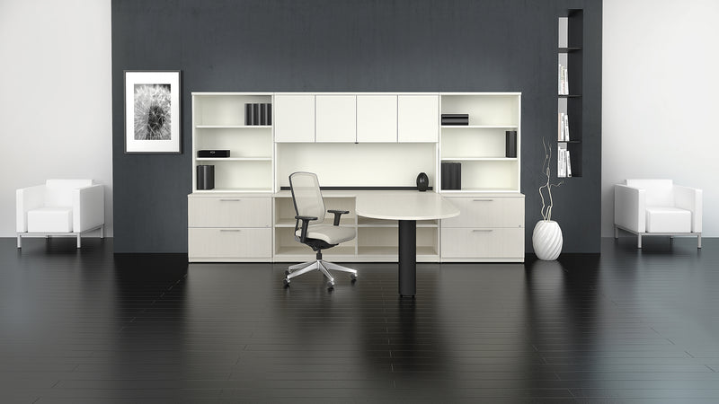 Bureau en L réversible avec étagère et rangement - Série 400