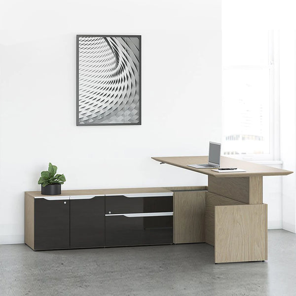 Bureau en L gauche avec rangements et réglage électrique en hauteur - Série Nex