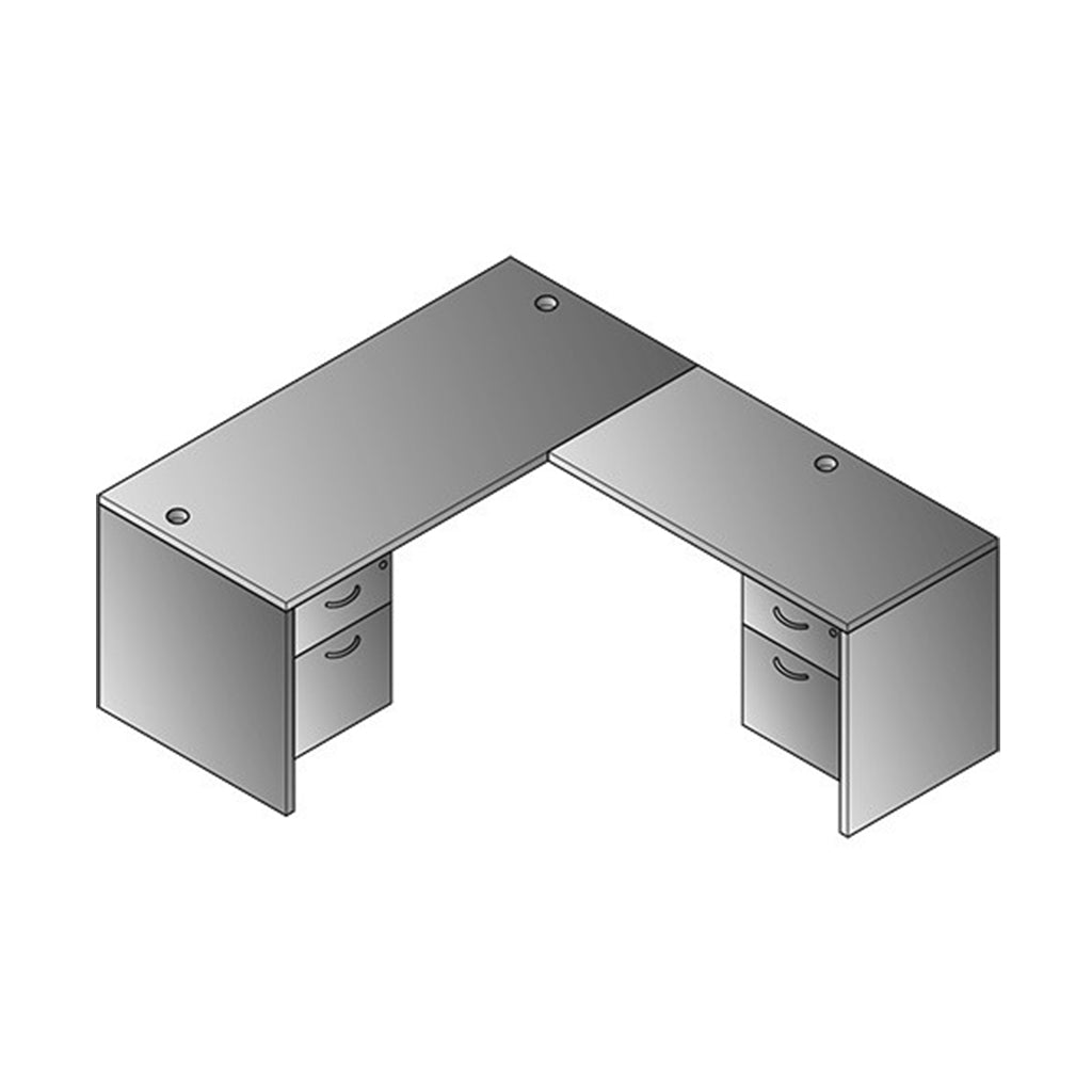 Bureau en L réversible avec double caissons avec tiroirs de 66"L - Série Lodi