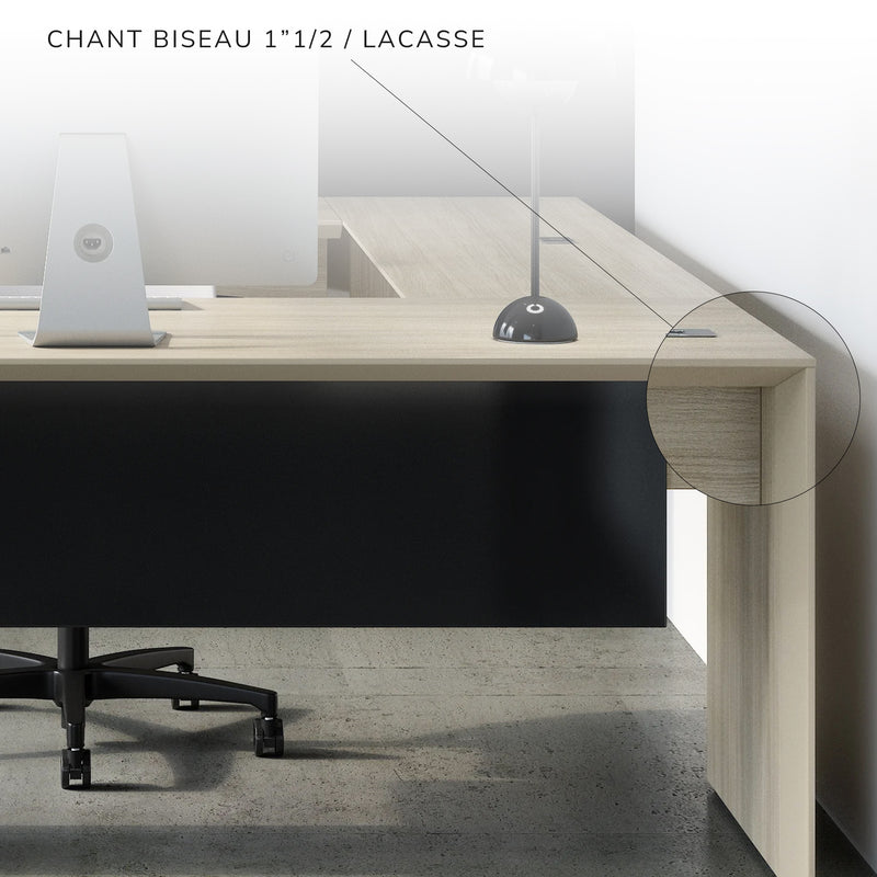 Ensemble de bureau en U de style exécutif, retour droite