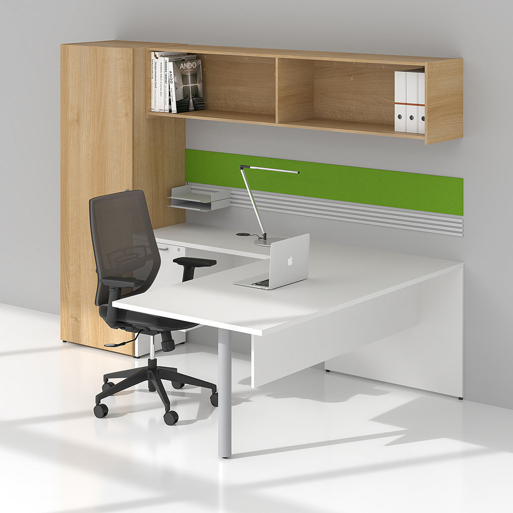 Bureau en L avec armoire et étagère murale Concept 300