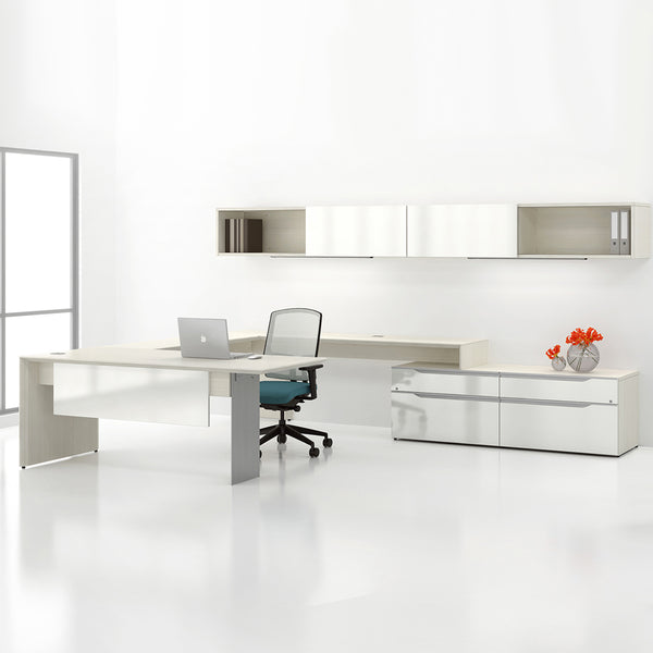 Ensemble de bureau en U de style exécutif, retour droite